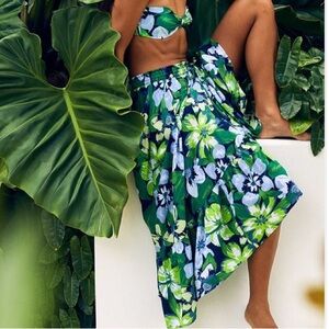 Aerie Green tropical maxi skirt SMALL NEW